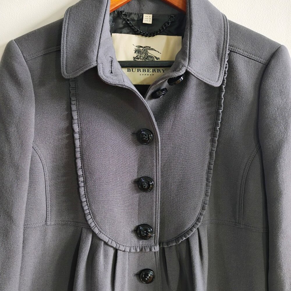 BURBERRY Wool Ruffle Placket Coat - Picture 12 of 14